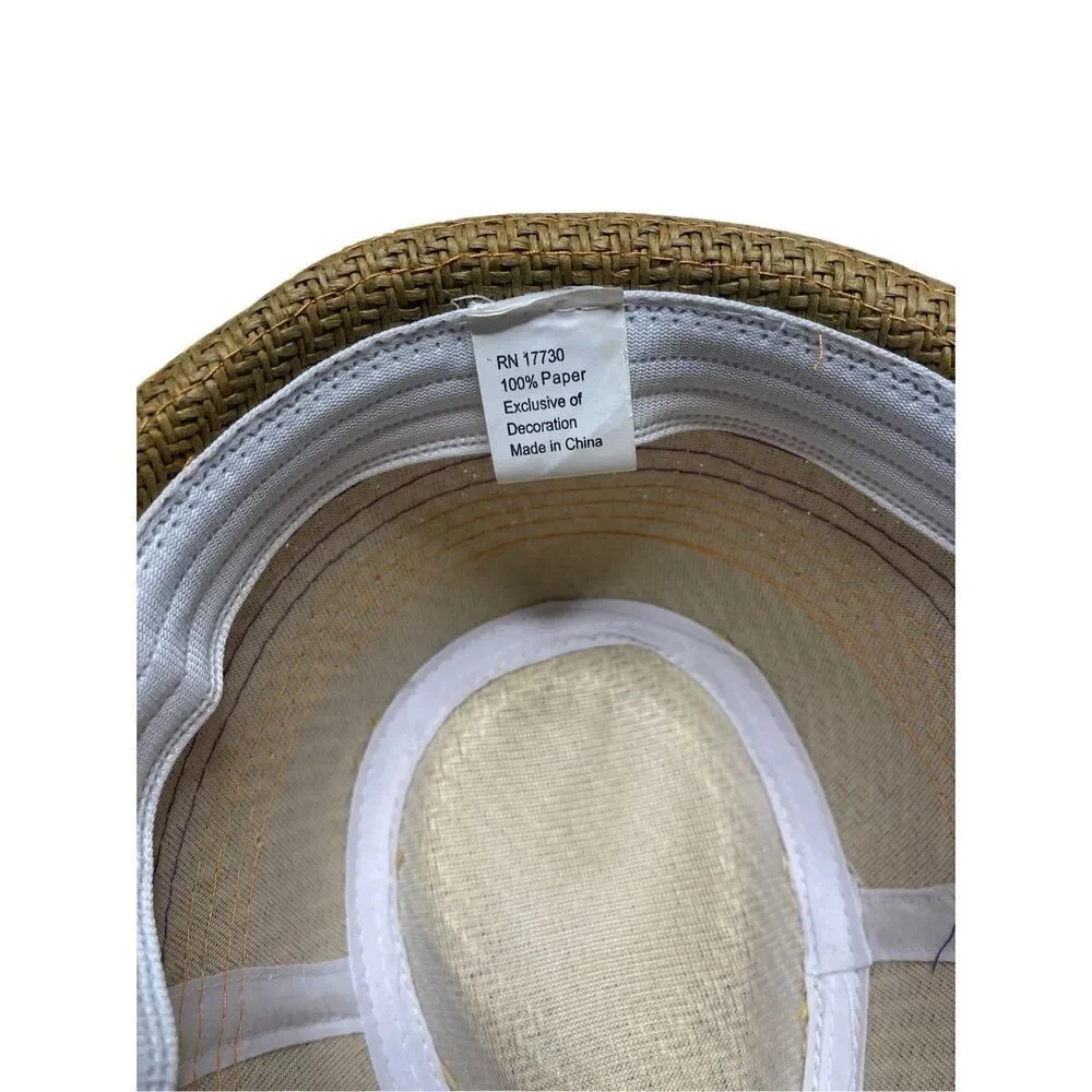 Short Brim Paper Straw Fedora Hat Summer Vacation Beach Travel Formal Costume